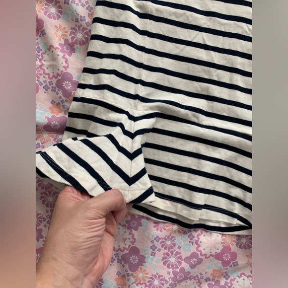 LAUREN by Ralph Lauren navy & white striped peplum blouse size Medium - Picture 3 of 11